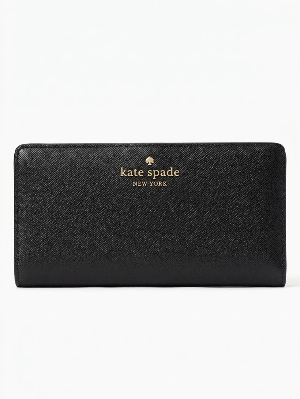 kate spade Black Saffiano Wallet with Gold Logo
